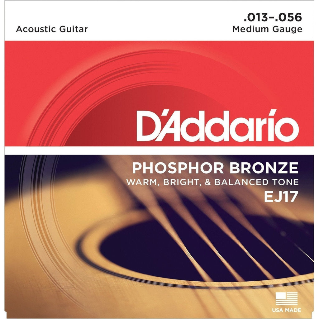 EJ17-D'Addario EJ17 Medium Phosphor Bronze Acoustic Guitar Strings (13-56)-Living Music