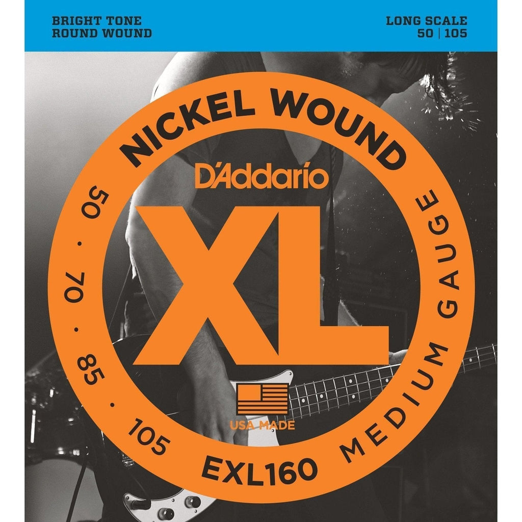 EXL160-D'Addario EXL160 Medium Bass Guitar Strings (.050 - .105)-Living Music
