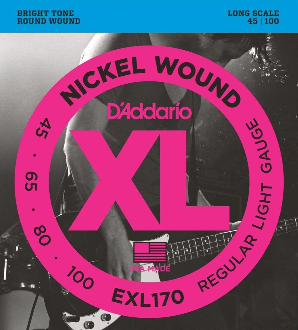 EXL170-D'Addario EXL170 Regular Light Bass Guitar Strings (45-100)-Living Music