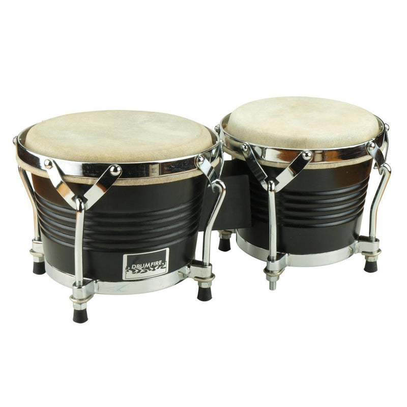 DFP-DB5B-BLK-Drumfire 6.5" and 7.5" Wood Bongos (Black)-Living Music