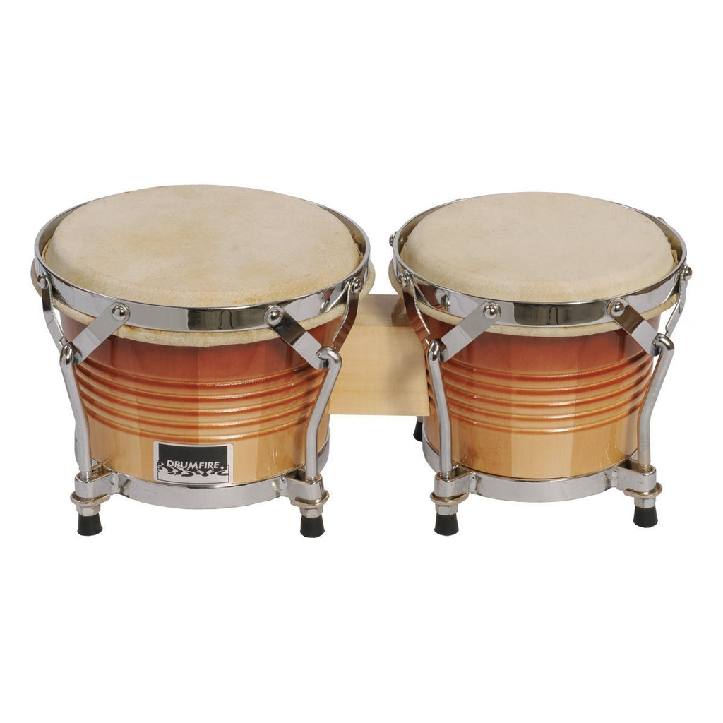 DFP-DB5B-TSB-Drumfire 6.5" and 7.5" Wood Bongos (Tobacco Sunburst)-Living Music