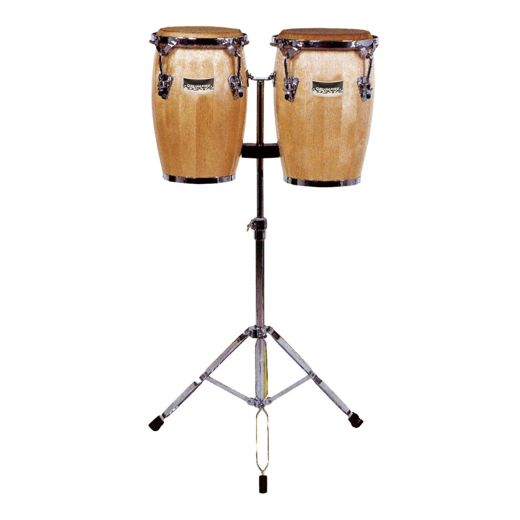 DFP-CS83-NGL-Drumfire 8" and 9" Conguitas with Stand (Natural Gloss)-Living Music