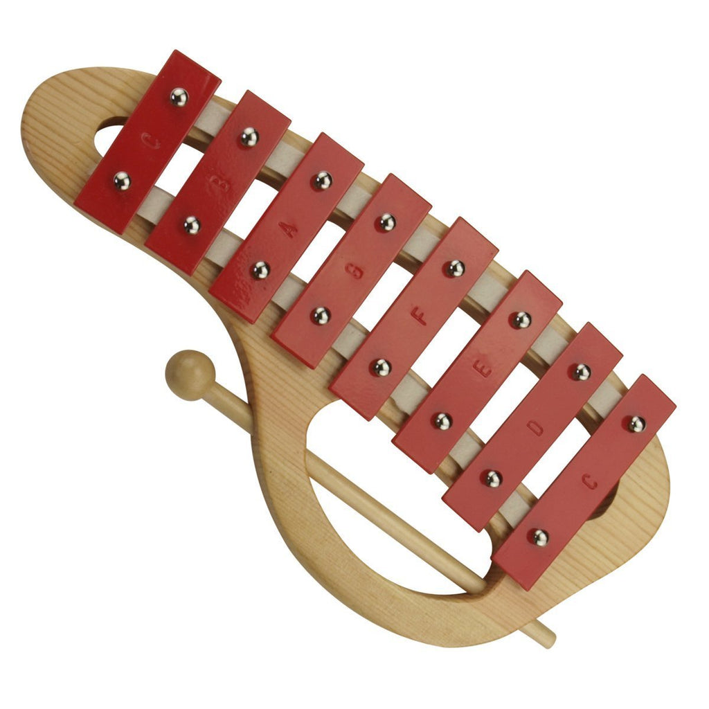 DFP-D8H-RED-Drumfire Diatonic Metallophone with Beater (Red)-Living Music
