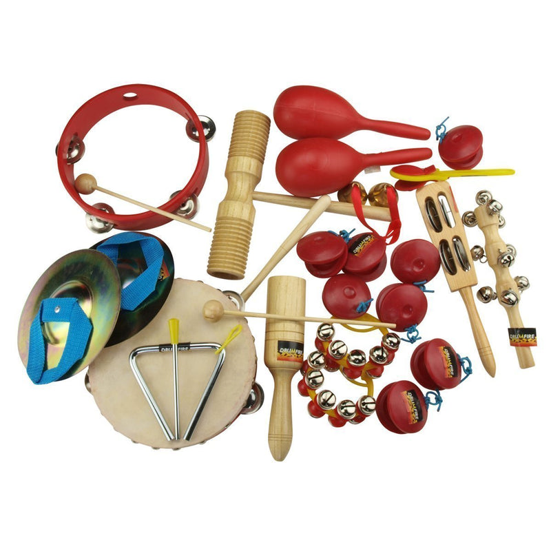 DFP-PP3-COL-Drumfire Hand Percussion Set with Carry Case (17-Piece)-Living Music