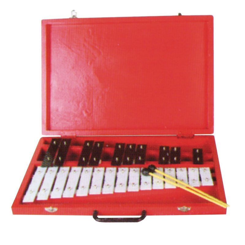-Drumfire Metallophone in Wooden Carry Case (Red)-Living Music
