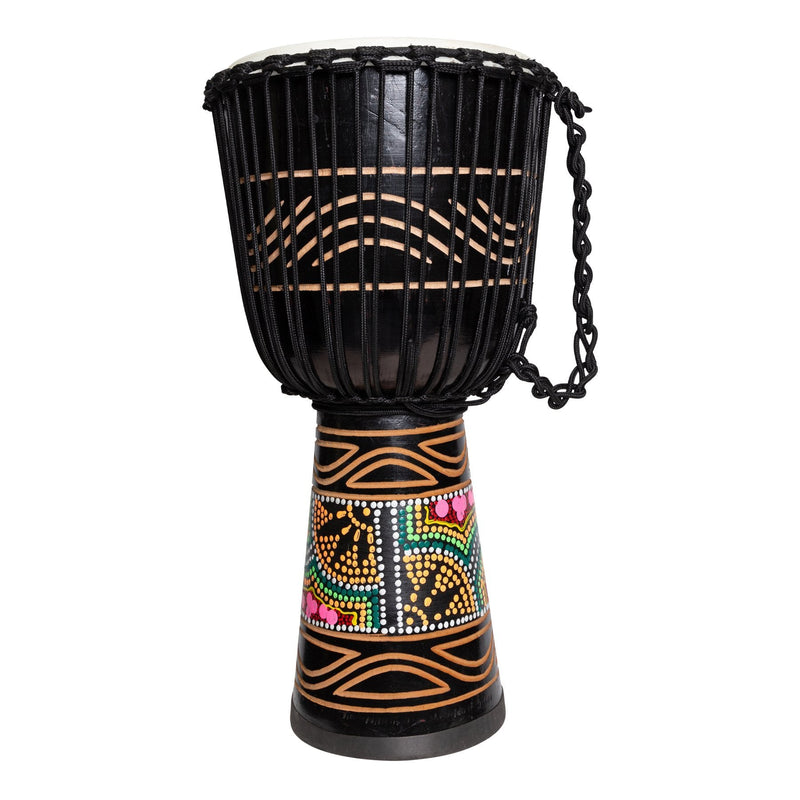 DFP-TRB12-BLK-Drumfire 'Tribal Series' 12" Natural Hide Traditional Rope Djembe (Black)-Living Music