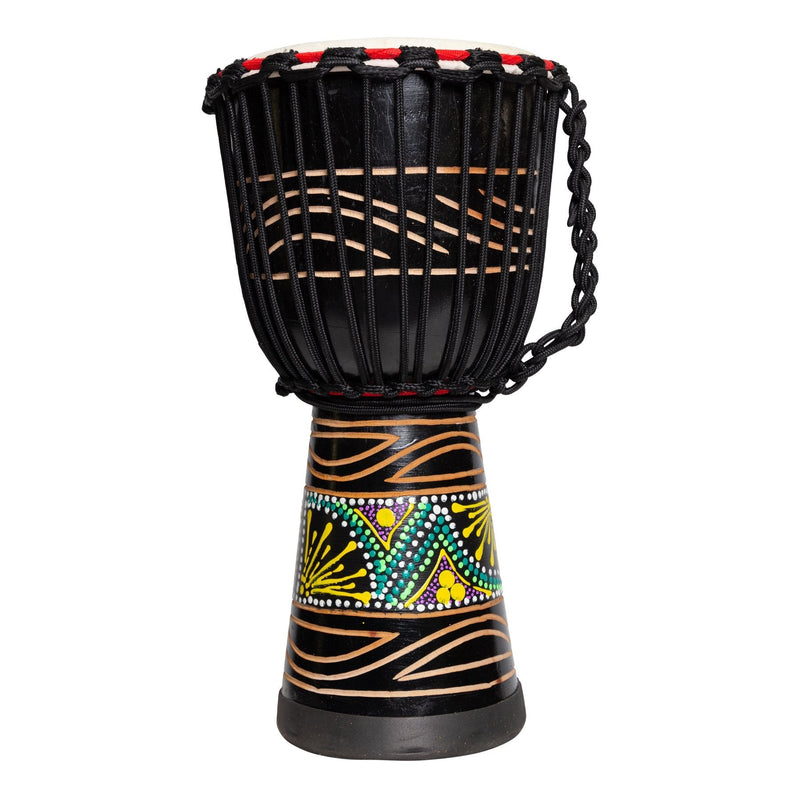 DFP-TRB8-BLK-Drumfire 'Tribal Series' 8" Natural Hide Traditional Rope Djembe (Black)-Living Music