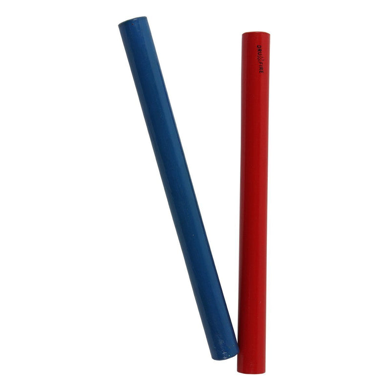 DFP-CC71-BLU-RED-Drumfire Wood Claves (Blue/Red)-Living Music