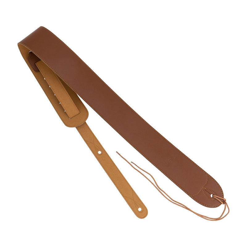 FGST-MFS62-BRN-Fretz Microfibre Leather and Suede Back Guitar Strap (Brown)-Living Music
