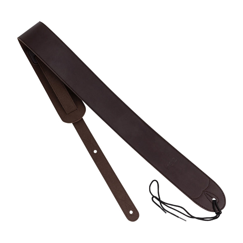 FGST-MFS60-DBRN-Fretz Microfibre Leather and Suede Back Guitar Strap (Dark Brown)-Living Music