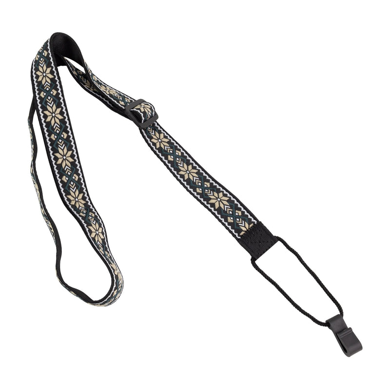 FUST-JC61HK-BLK/BRN-Fretz Patterned Hook Style Ukulele Strap (Beige/Green)-Living Music