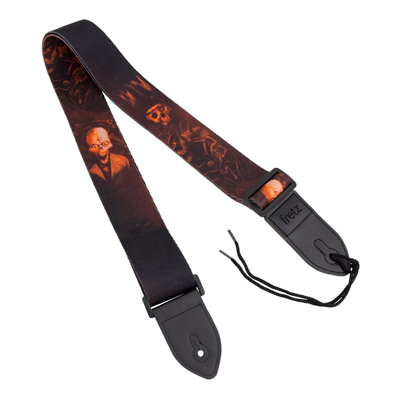 FGST-SK44A-BLK-Fretz Polyester Printed Guitar Strap (Smokey Skull)-Living Music