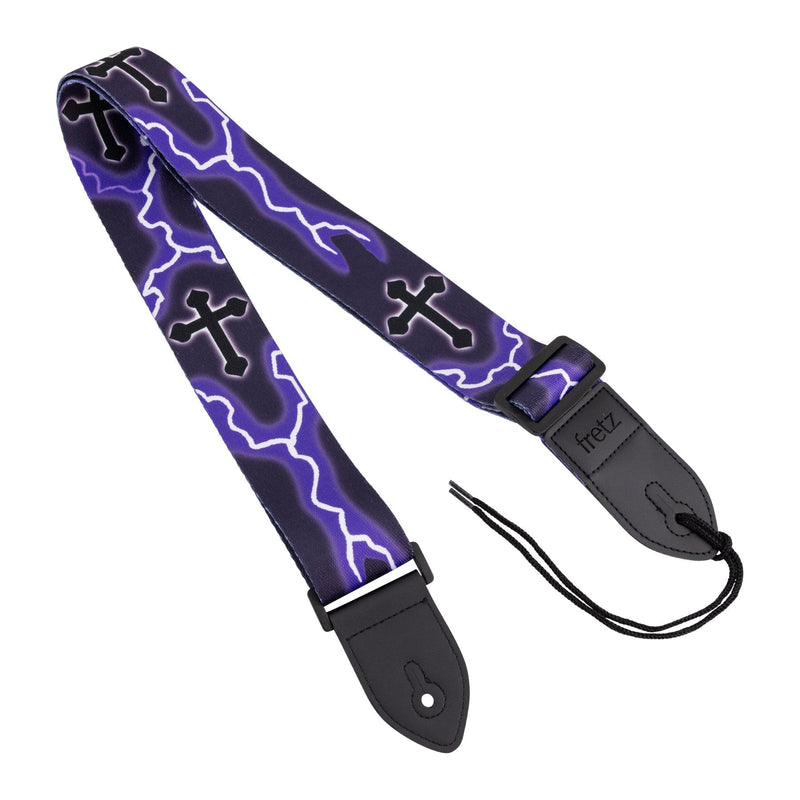 FGST-C25-BP-Fretz Printed Polyweb Guitar Strap (Lightning & Cross)-Living Music