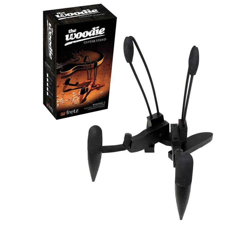 -Fretz 'Woodie 2' Wooden Folding Electric Guitar Stand (Black)-Living Music