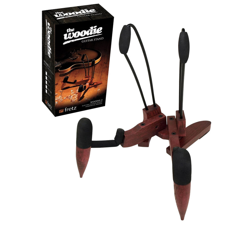 -Fretz 'Woodie 2' Wooden Folding Electric Guitar Stand (Red)-Living Music