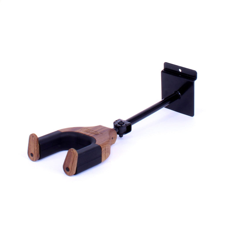 -Fretz 'Woodie' Long Self-Securing Slatwall Guitar Hanger (Mahogany)-Living Music