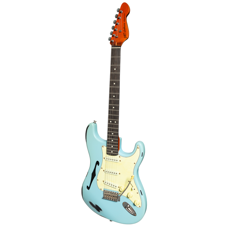 JD-STF-BLU-J&D 'Legacy Series' ST-Style Thinline 'Relic' Electric Guitar (Blue)-Living Music