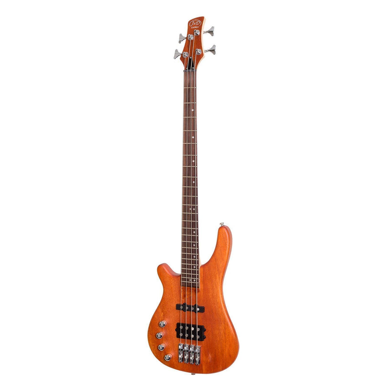 -J&D Luthiers 4-String T-Style Contemporary Active Left Handed Electric Bass Guitar (Natural Satin)-Living Music