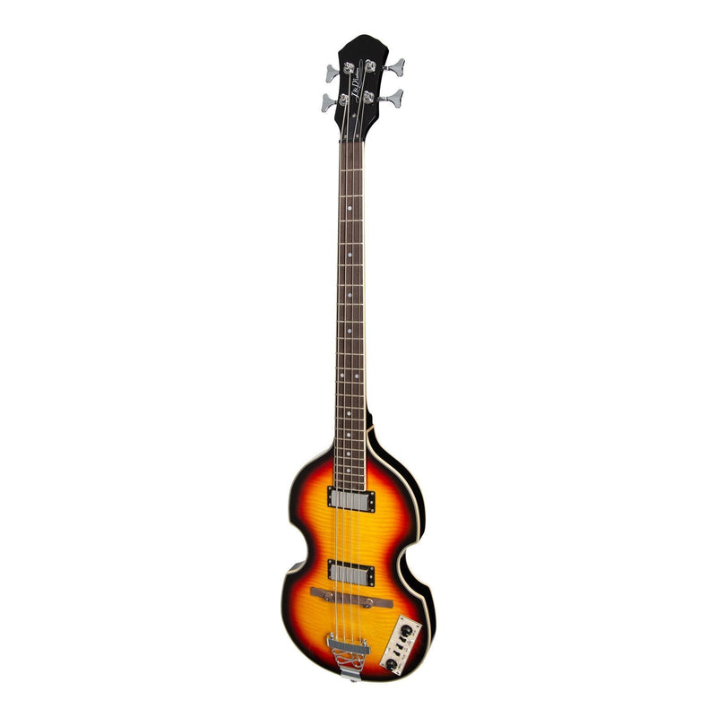 JD-BB10-TSB-J&D Luthiers 4-String Violin-Style Electric Bass Guitar (Tobacco Sunburst)-Living Music