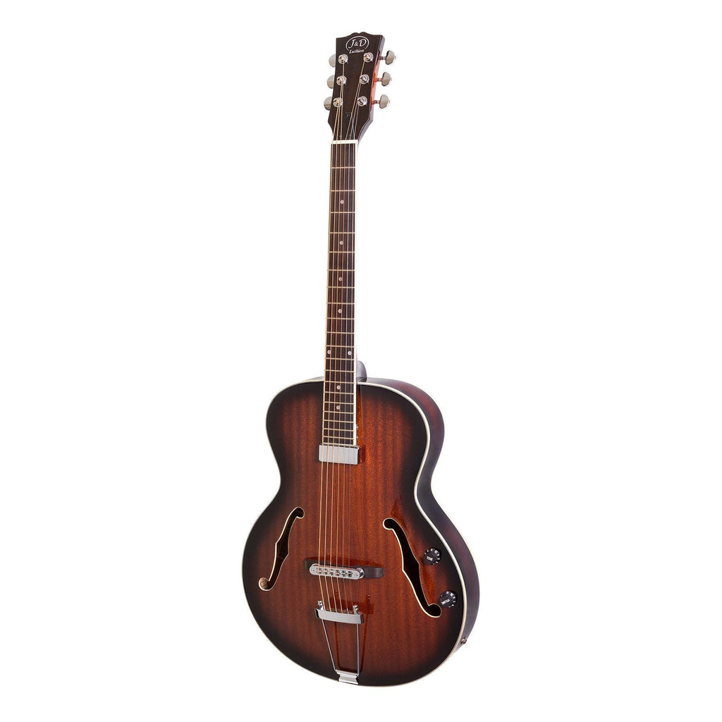 JD-AG20E-VSB-SPEC-J&D Luthiers Hollow Body Archtop Electric Guitar (Vintage Sunburst)-Living Music