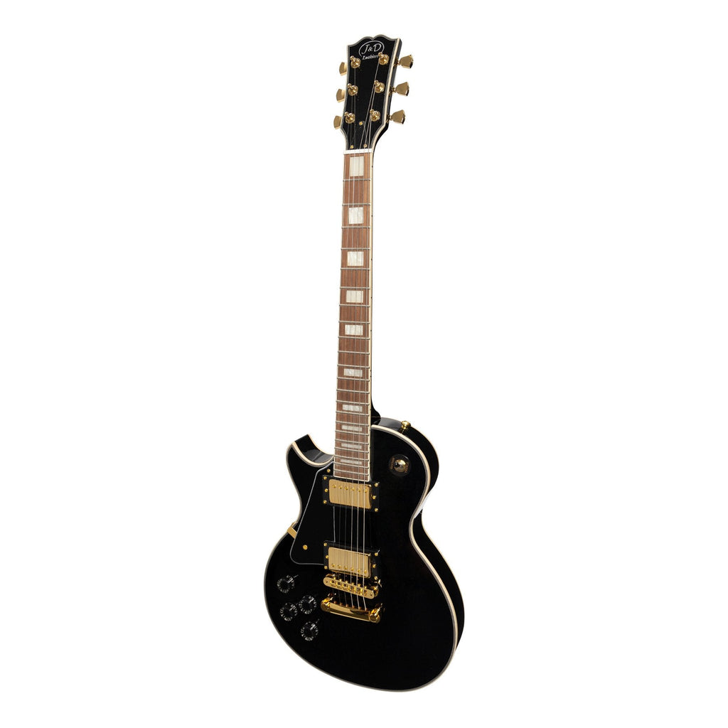 JD-DLCL-BLK-J&D Luthiers Left Handed LP-Custom Style Electric Guitar (Black)-Living Music