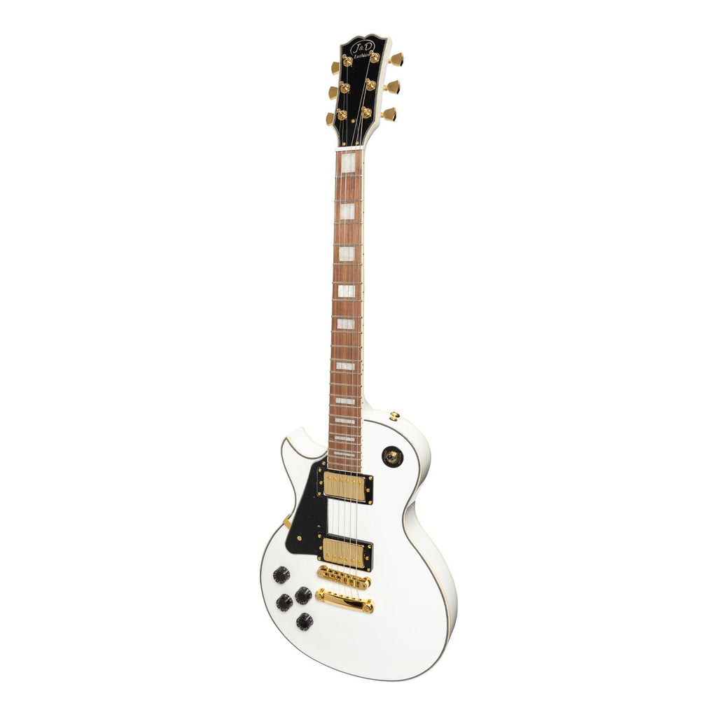 JD-DLCL-WHT-J&D Luthiers Left Handed LP-Custom Style Electric Guitar (White)-Living Music