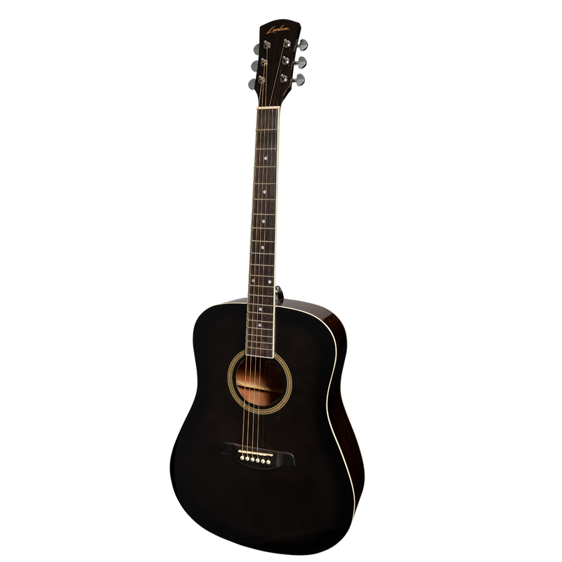 LD-10-BLK-Lorden Acoustic Dreadnought Guitar (Black)-Living Music