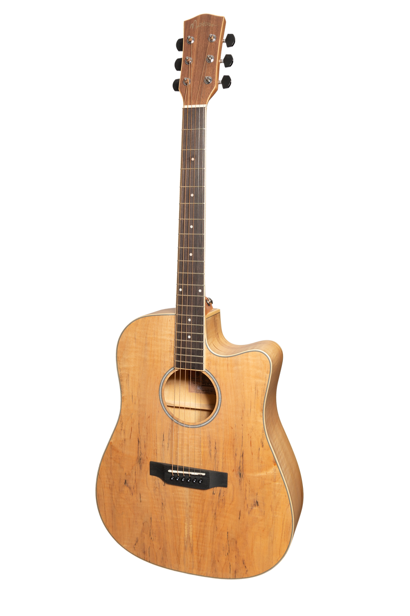 MDC-31A-ABB-Martinez '31 Series' Spalted Maple Acoustic-Electric Dreadnought Cutaway Guitar (Natural Satin)-Living Music