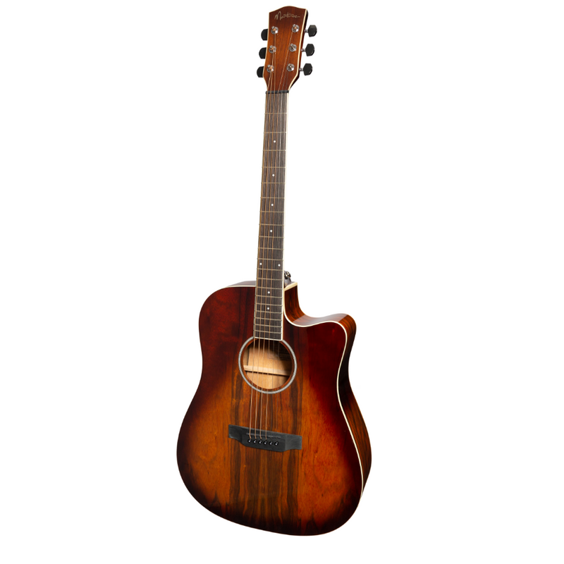 MDC-31D-ABB-Martinez '31 Series' Daowood Acoustic-Electric Dreadnought Cutaway Guitar (African Brownburst)-Living Music