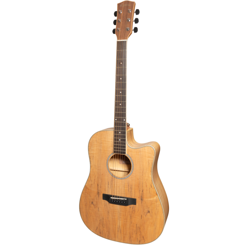 MDC-31SM-NST-Martinez '31 Series' Spalted Maple Acoustic-Electric Dreadnought Cutaway Guitar (Natural Satin)-Living Music