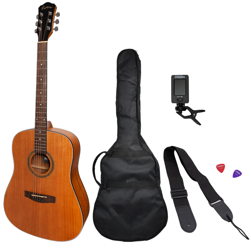 MP-D2-MAH-Martinez '41 Series' Dreadnought Acoustic Guitar Pack (Mahogany)-Living Music