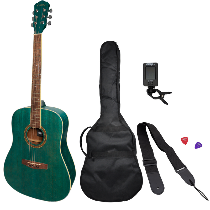 MP-D2-TGR-Martinez '41 Series' Dreadnought Acoustic Guitar Pack (Teal Green)-Living Music