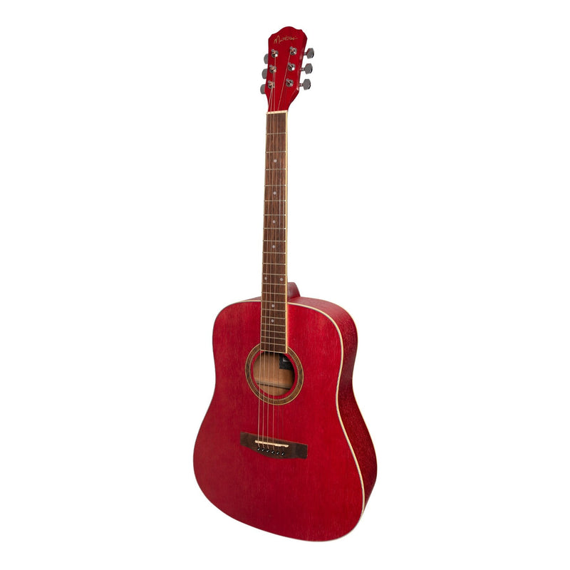 MD-41-PNK-Martinez '41 Series' Dreadnought Acoustic Guitar (Strawberry Pink)-Living Music