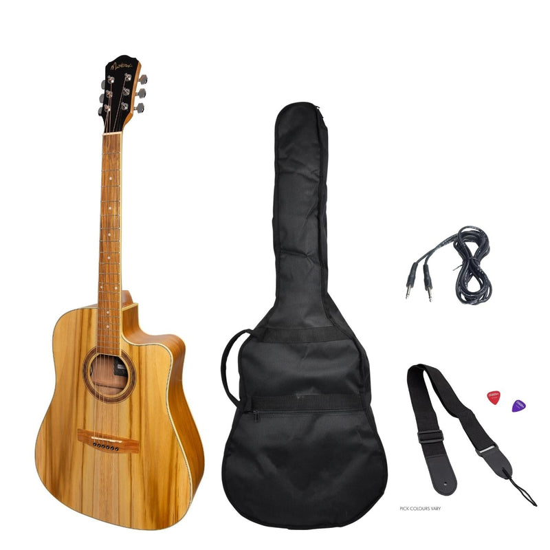 MP-D4-JTK-Martinez '41 Series' Dreadnought Cutaway Acoustic-Electric Guitar Pack (Jati-Teakwood)-Living Music