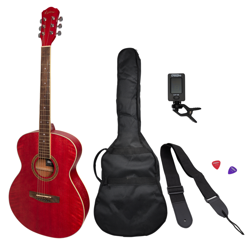 MP-F2-PNK-Martinez '41 Series' Folk Size Acoustic Guitar Pack (Pink)-Living Music