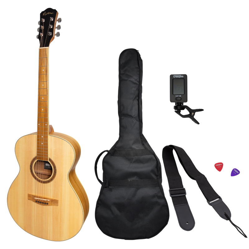 MP-F2-SJ-Martinez '41 Series' Folk Size Acoustic Guitar Pack (Spruce/Jati-Teakwood)-Living Music