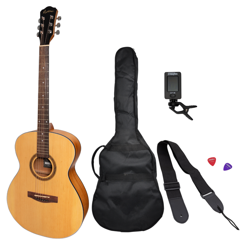 MP-F2-SM-Martinez '41 Series' Folk Size Acoustic Guitar Pack (Spruce/Mahogany)-Living Music