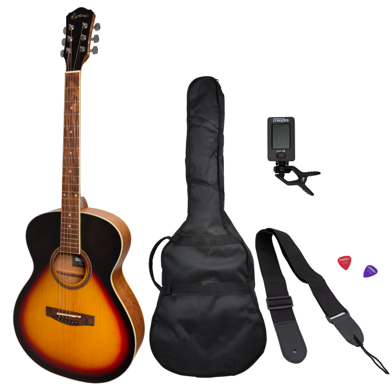 MP-F2-TSB-Martinez '41 Series' Folk Size Acoustic Guitar Pack (Tobacco Sunburst)-Living Music
