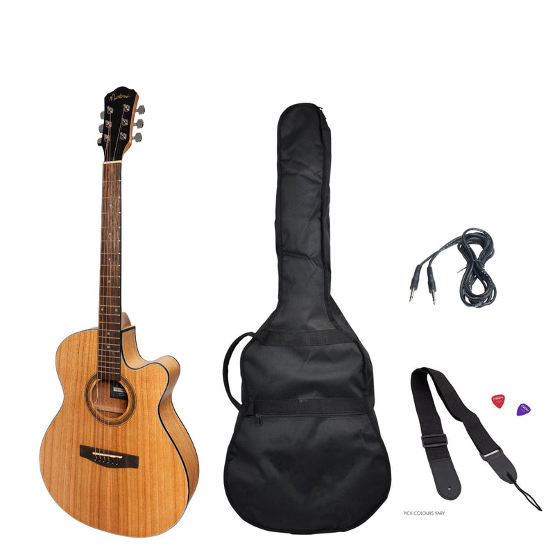 MP-F4-MWD-Martinez '41 Series' Folk Size Cutaway Acoustic-Electric Guitar Pack (Mindi-wood)-Living Music