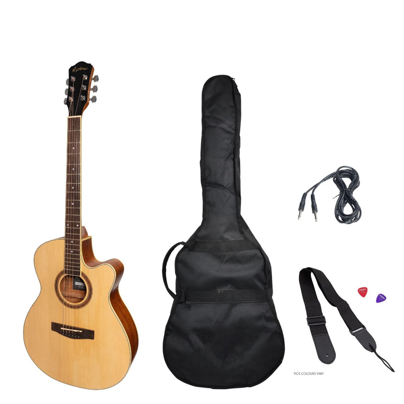 MP-F4-SR-Martinez '41 Series' Folk Size Cutaway Acoustic-Electric Guitar Pack (Spruce/Rosewood)-Living Music