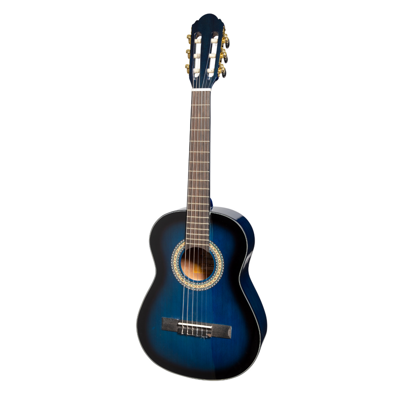 MC-12GT-BLS-Martinez G-Series 1/2 Size Student Classical Guitar with Built In Tuner (Blue-Gloss)-Living Music