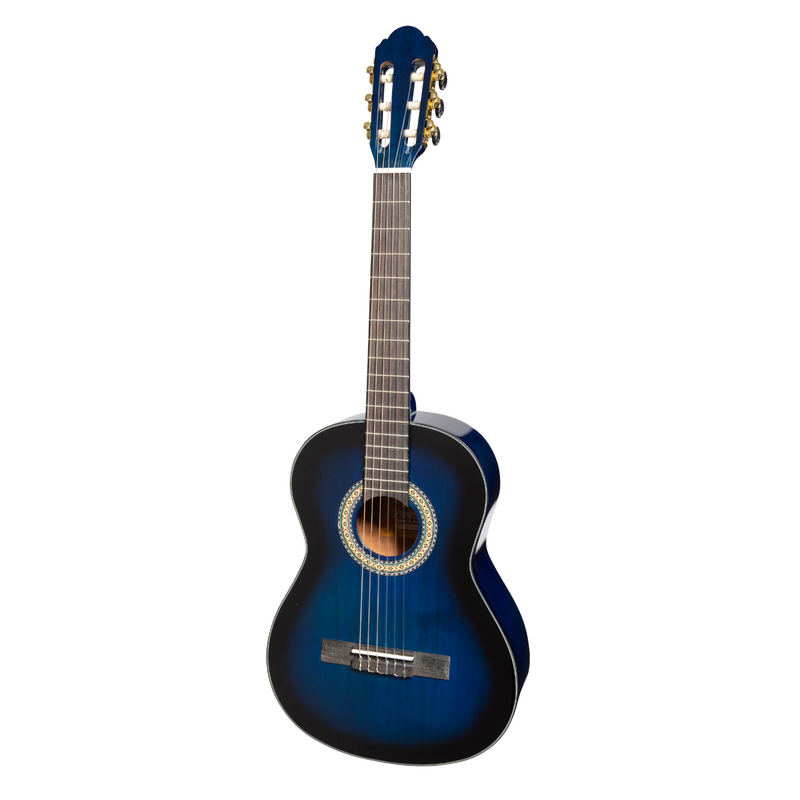 MC-34GT-BLS-Martinez G-Series 3/4 Size Electric Classical Guitar with Tuner (Blue-Gloss)-Living Music