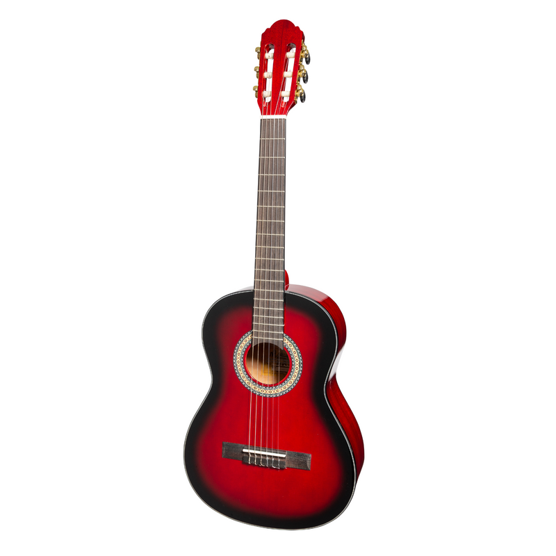 MC-34GT-TWR-Martinez G-Series 3/4 Size Electric Classical Guitar with Tuner (Trans Wine Red-Gloss)-Living Music