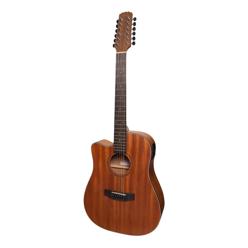 MNDC-1512L-MOP-Martinez 'Natural Series' Left Handed Mahogany Top 12-String Acoustic-Electric Dreadnought Cutaway Guitar (Open Pore)-Living Music