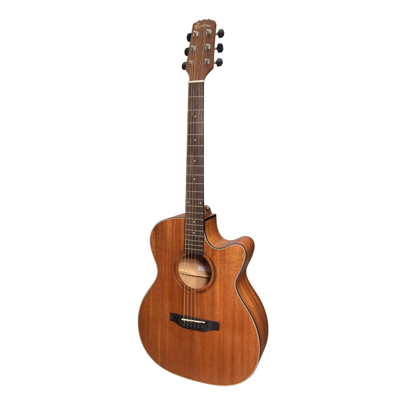 MNFC-15-MOP-Martinez 'Natural Series' Mahogany Top Acoustic-Electric Small Body Cutaway Guitar (Open Pore)-Living Music