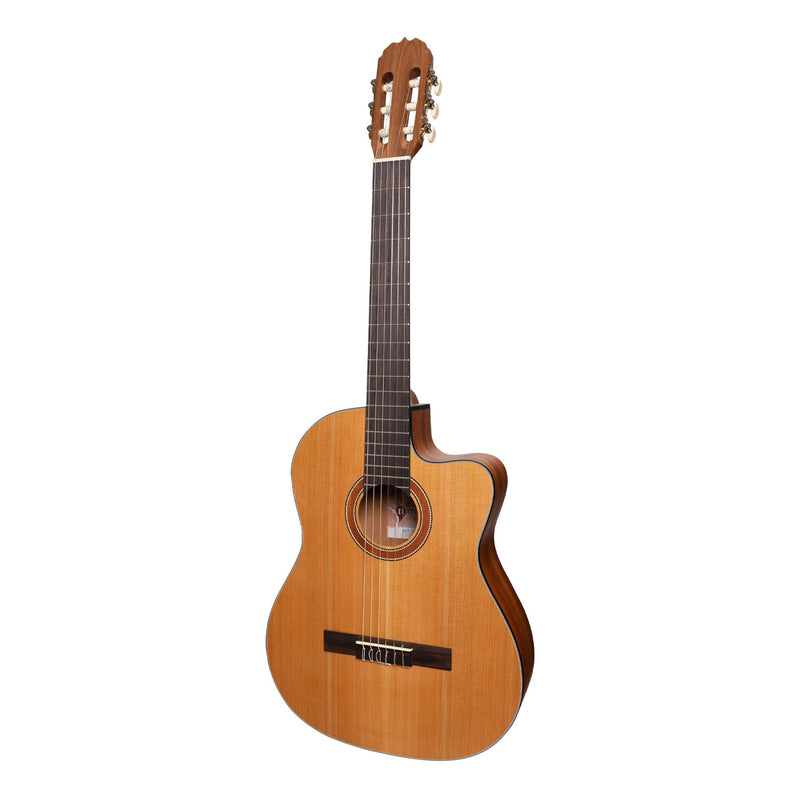 MNCC-15S-COP-Martinez 'Natural Series' Solid Cedar Top Acoustic-Electric Classical Cutaway Guitar (Open Pore)-Living Music