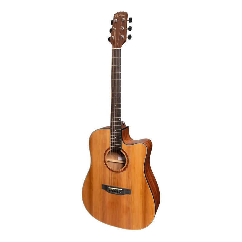 MNDC-15S-COP-Martinez 'Natural Series' Solid Cedar Top Acoustic-Electric Dreadnought Cutaway Guitar (Open Pore)-Living Music