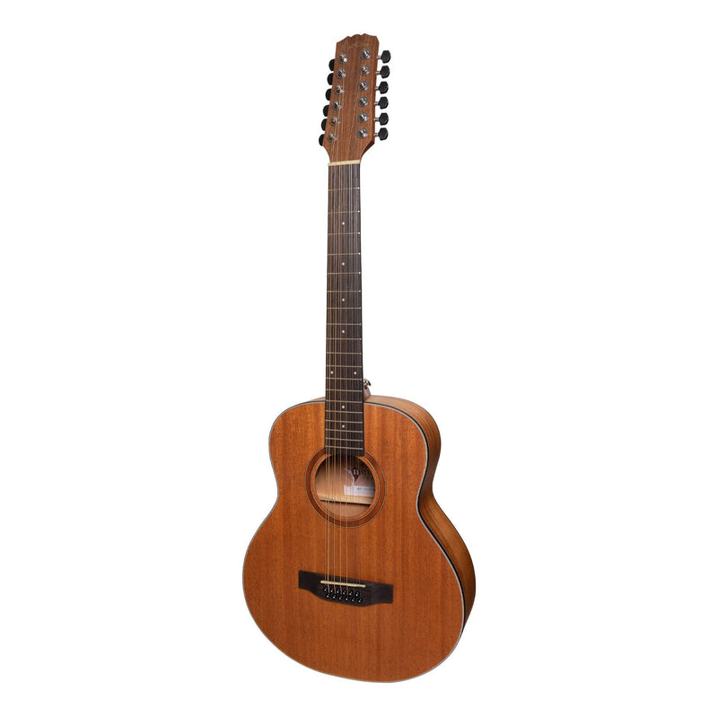 MNS-1512S-MOP-Martinez 'Natural Series' Solid Mahogany Top 12-String Acoustic-Electric Mini Short Scale Guitar (Open Pore)-Living Music