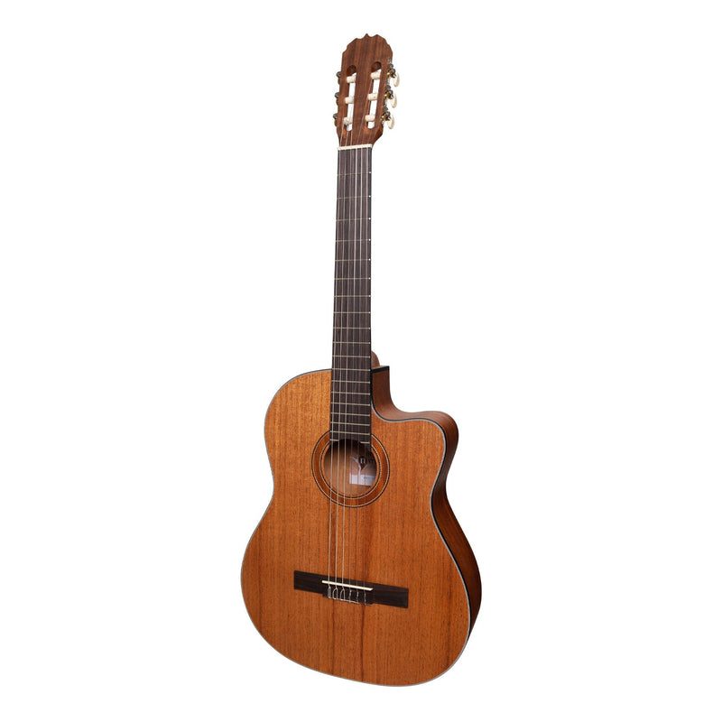 MNCC-15S-MOP-Martinez 'Natural Series' Solid Mahogany Top Acoustic-Electric Classical Cutaway Guitar (Open Pore)-Living Music