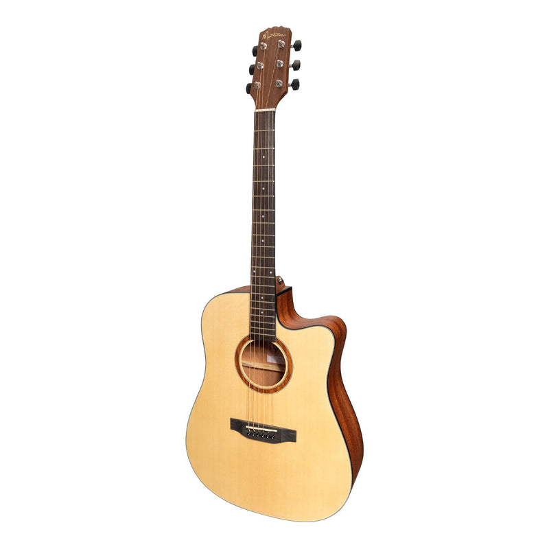 MNDC-15-SOP-Martinez 'Natural Series' Spruce Top Acoustic-Electric Dreadnought Cutaway Guitar (Open Pore)-Living Music